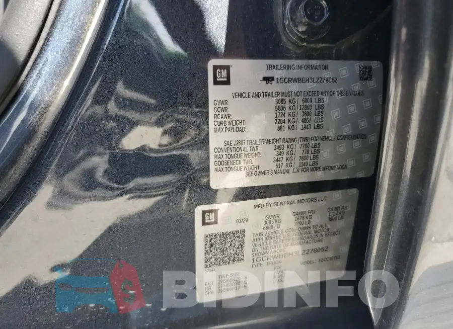 1GCRWBEH3LZ278052 Photo# 12