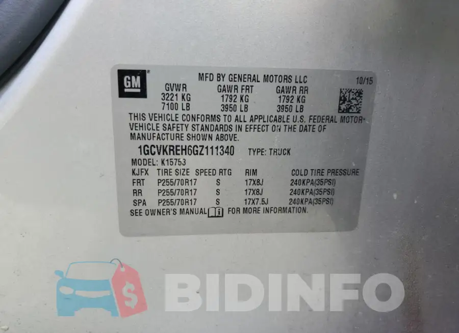 1GCVKREH6GZ111340 Photo# 12