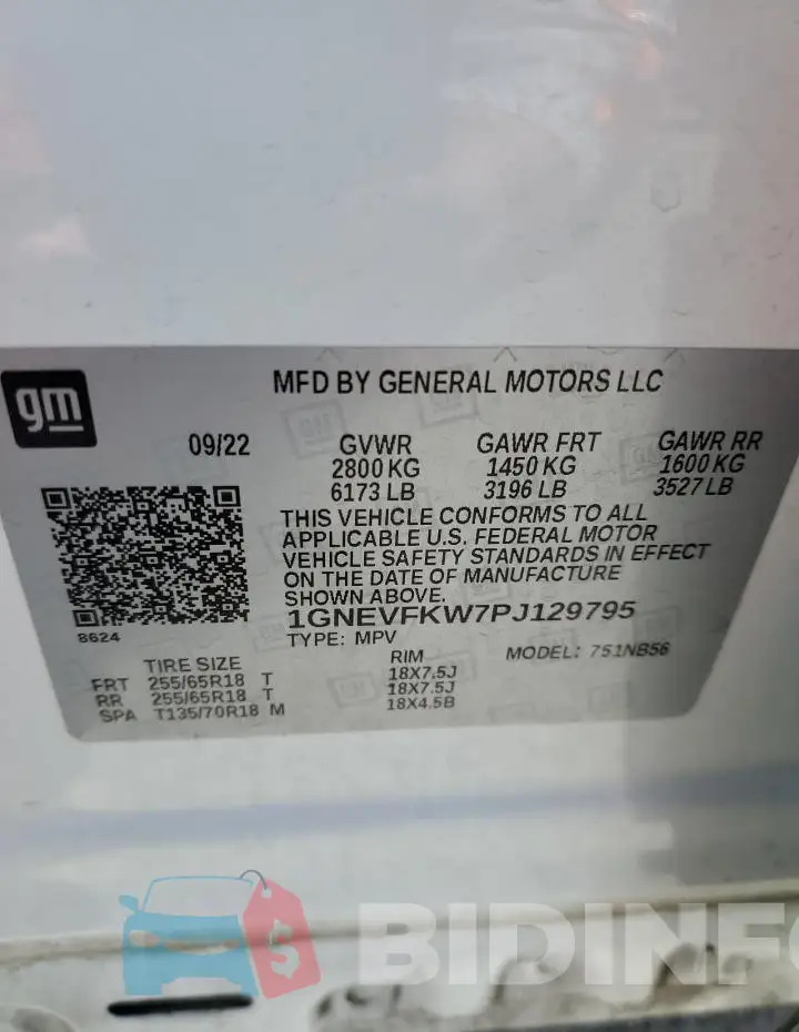 1GNEVFKW7PJ129795 Photo# 14