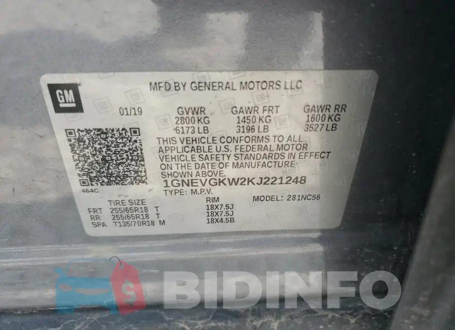 1GNEVGKW2KJ221248 Photo# 13