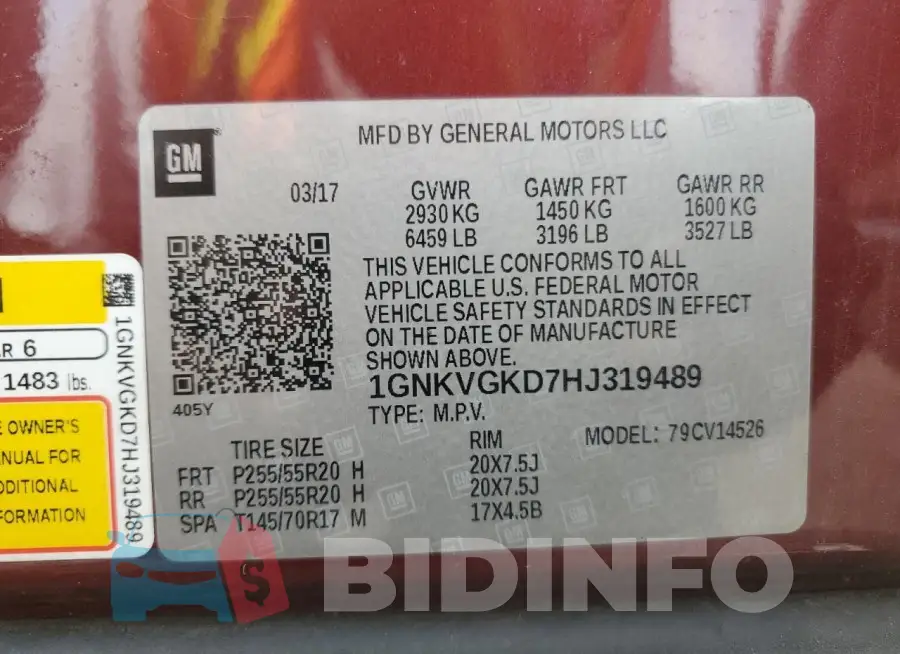 1GNKVGKD7HJ319489 Photo# 14