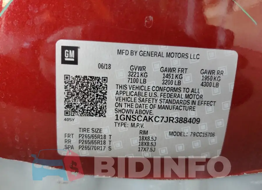 1GNSCAKC7JR388409 Photo# 14