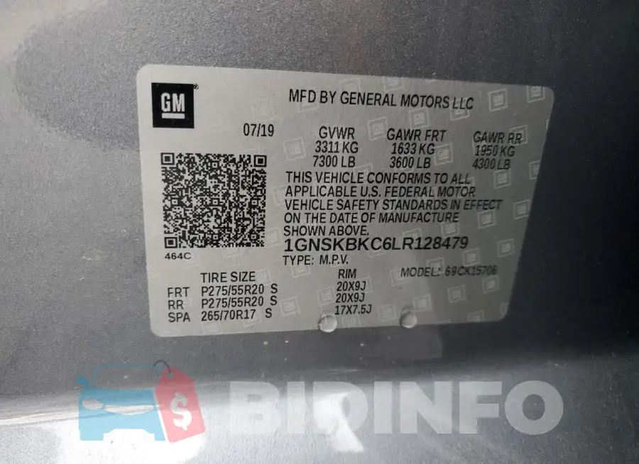 1GNSKBKC6LR128479 Photo# 13