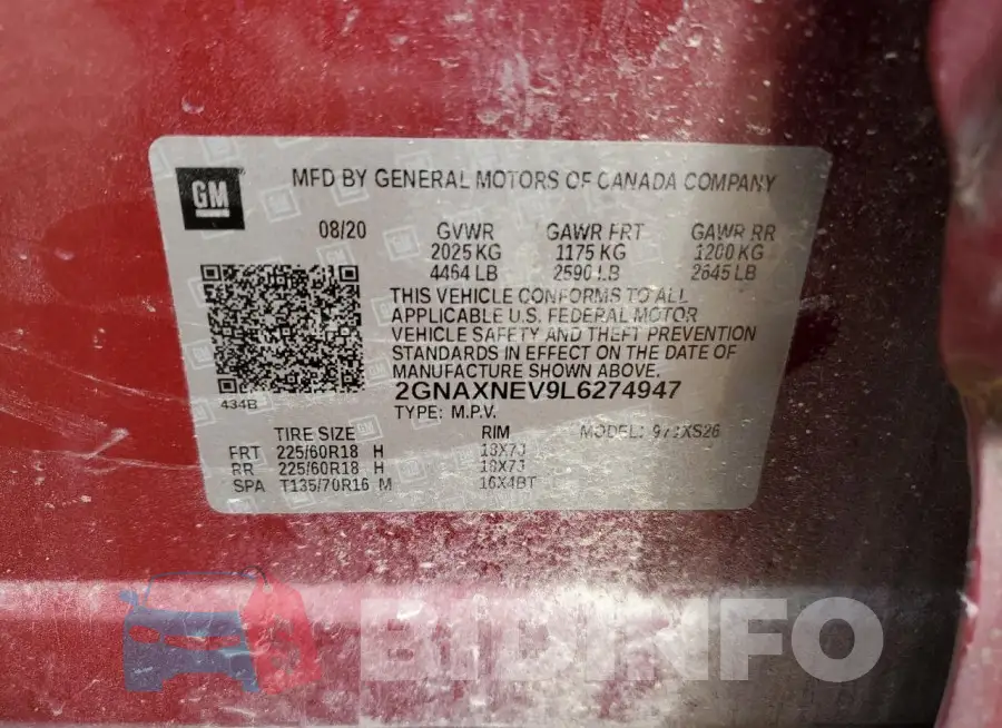 2GNAXNEV9L6274947 Photo# 14