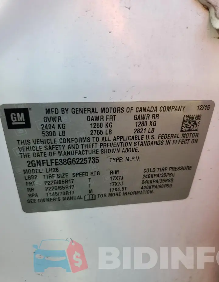 2GNFLFE38G6225735 Photo# 13