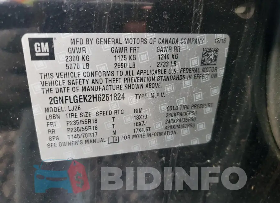 2GNFLGEK2H6261824 Photo# 13