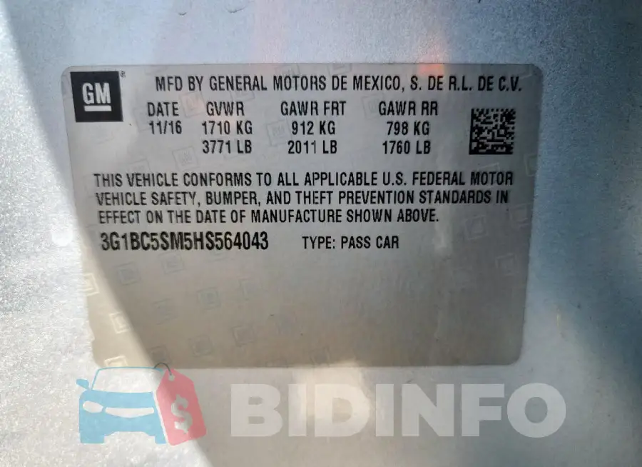 3G1BC5SM5HS564043 Photo# 13