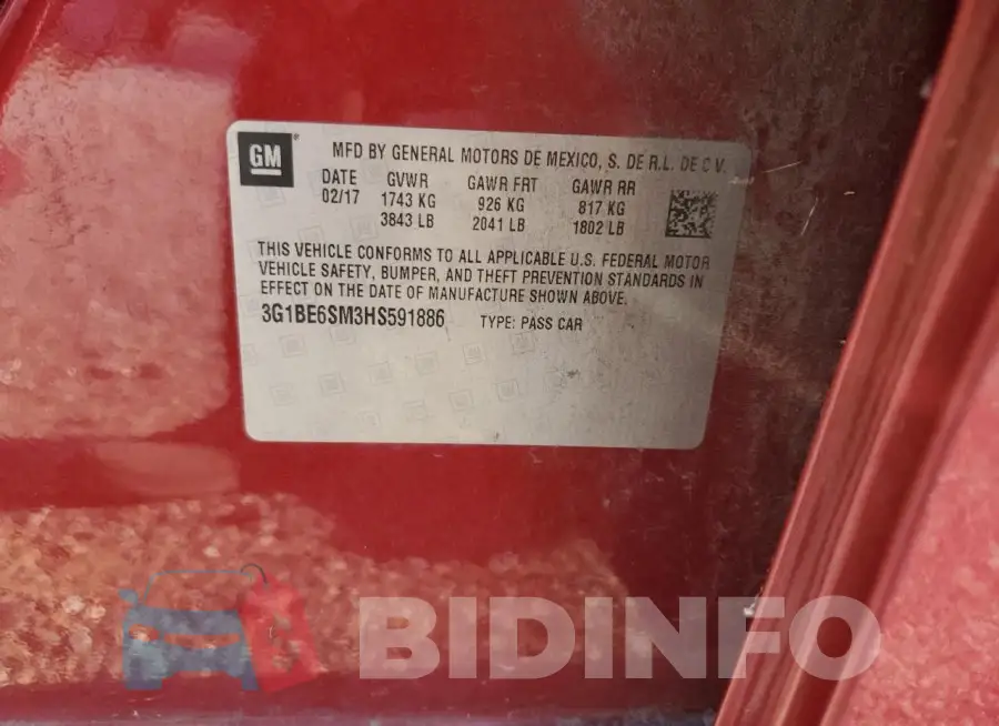 3G1BE6SM3HS591886 Photo# 13