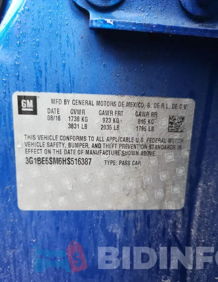 3G1BE6SM6HS516387 Photo# 13