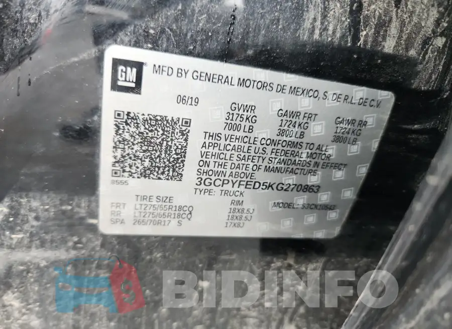 3GCPYFED5KG270863 Photo# 12