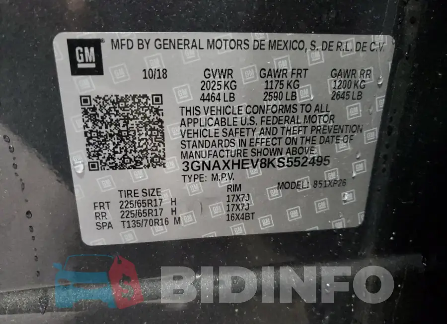 3GNAXHEV8KS552495 Photo# 13