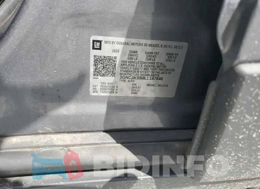 3GNCJKSB8LL187846 Photo# 13