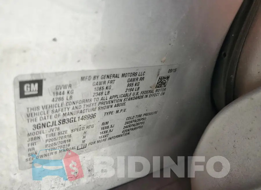 3GNCJLSB3GL148996 Photo# 13