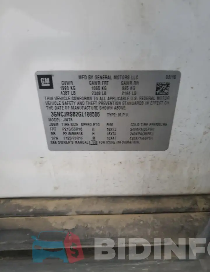 3GNCJRSB2GL188506 Photo# 12