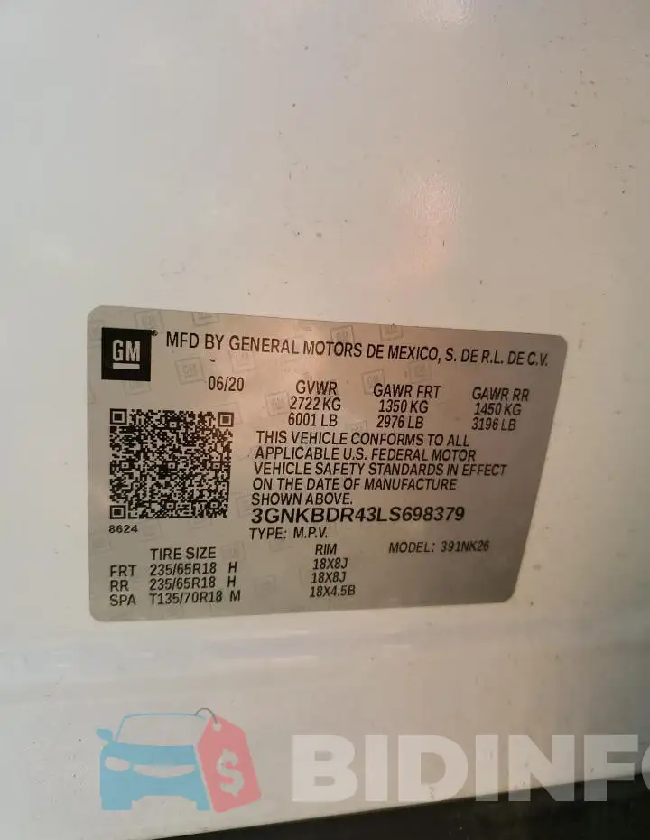 3GNKBDR43LS698379 Photo# 14