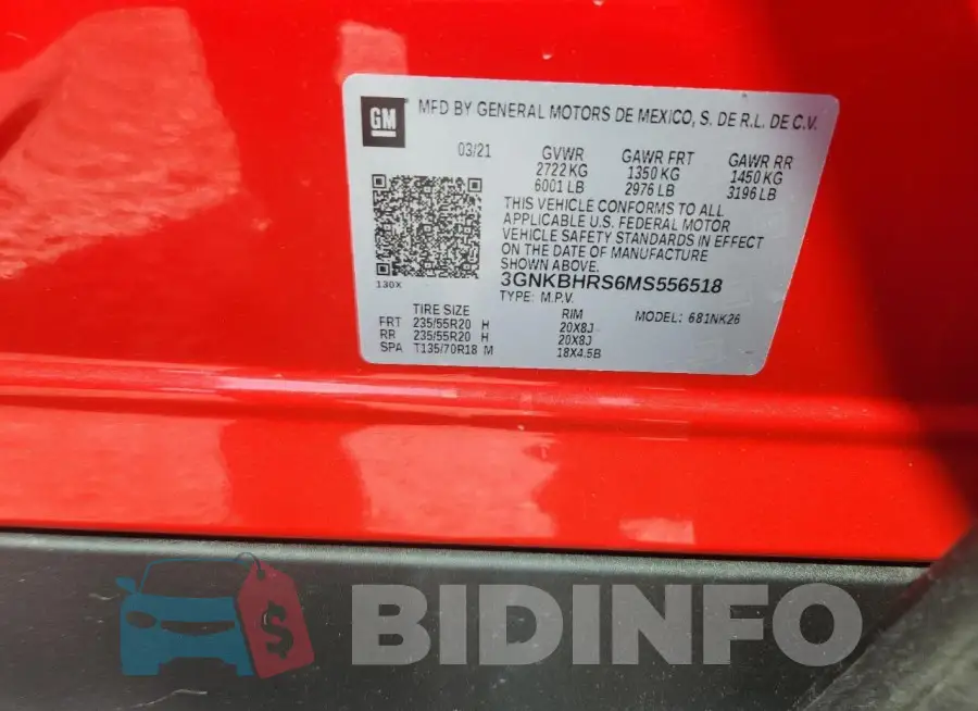3GNKBHRS6MS556518 Photo# 13