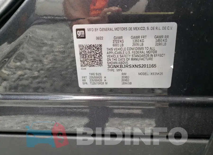 3GNKBJRSXNS201165 Photo# 14