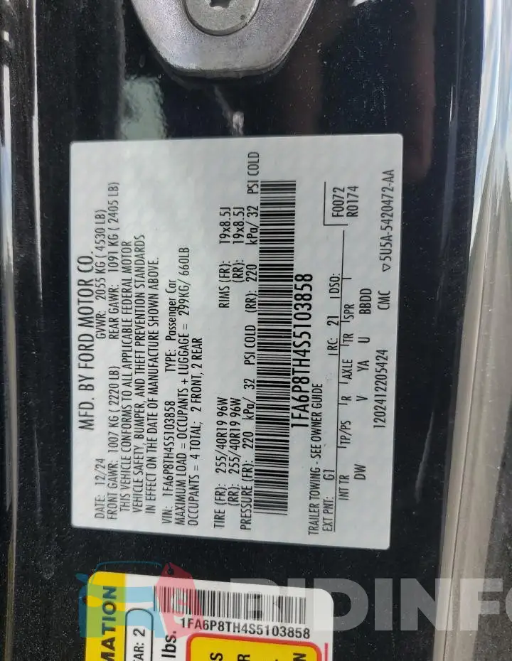 1FA6P8TH4S5103858 Photo# 12