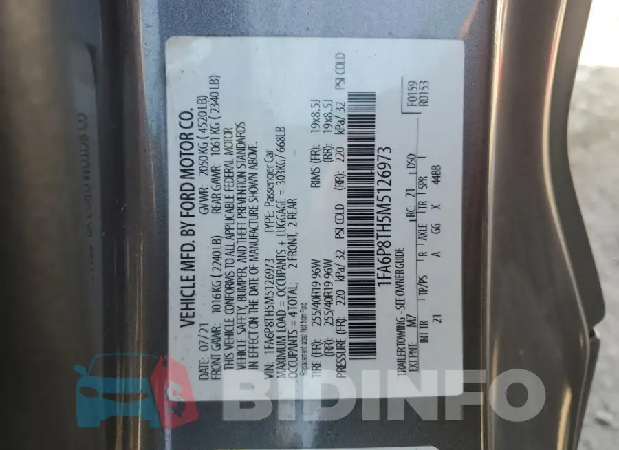 1FA6P8TH5M5126973 Photo# 12