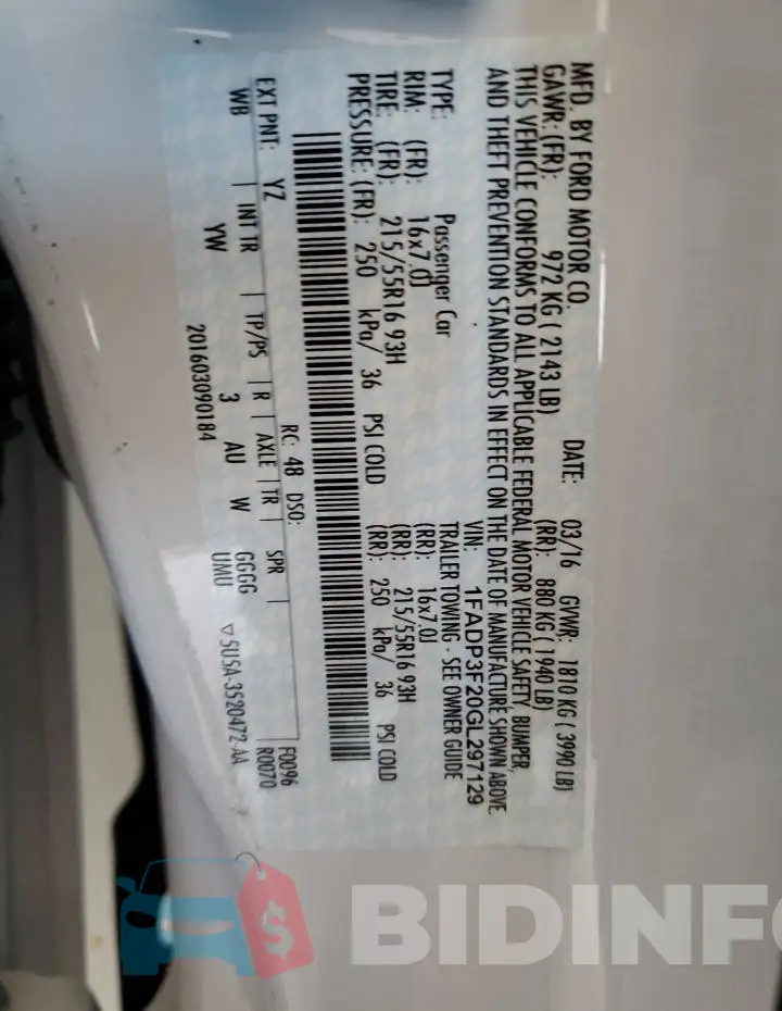 1FADP3F20GL297129 Photo# 12