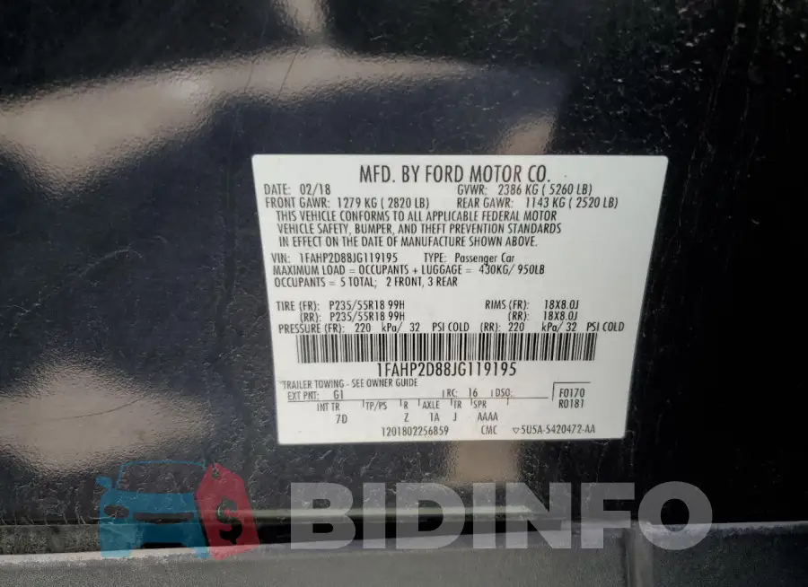1FAHP2D88JG119195 Photo# 12