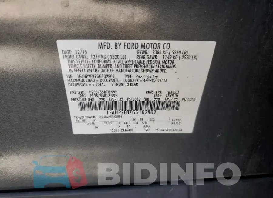 1FAHP2E87GG102802 Photo# 12