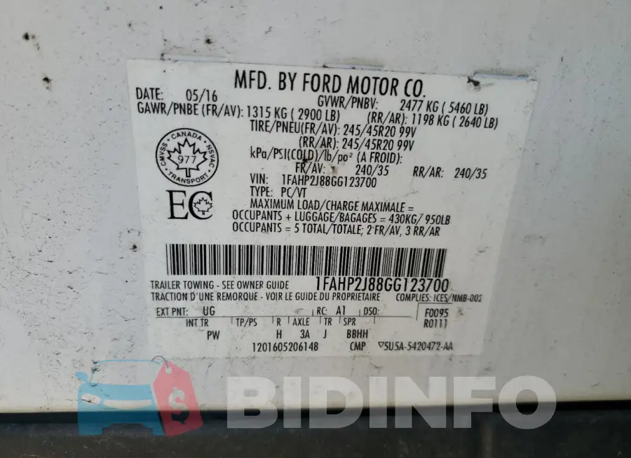 1FAHP2J88GG123700 Photo# 12