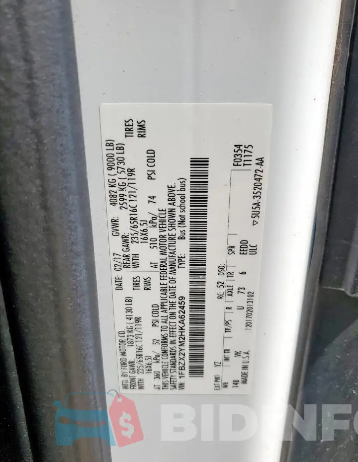 1FBZX2YM2HKA62459 Photo# 13