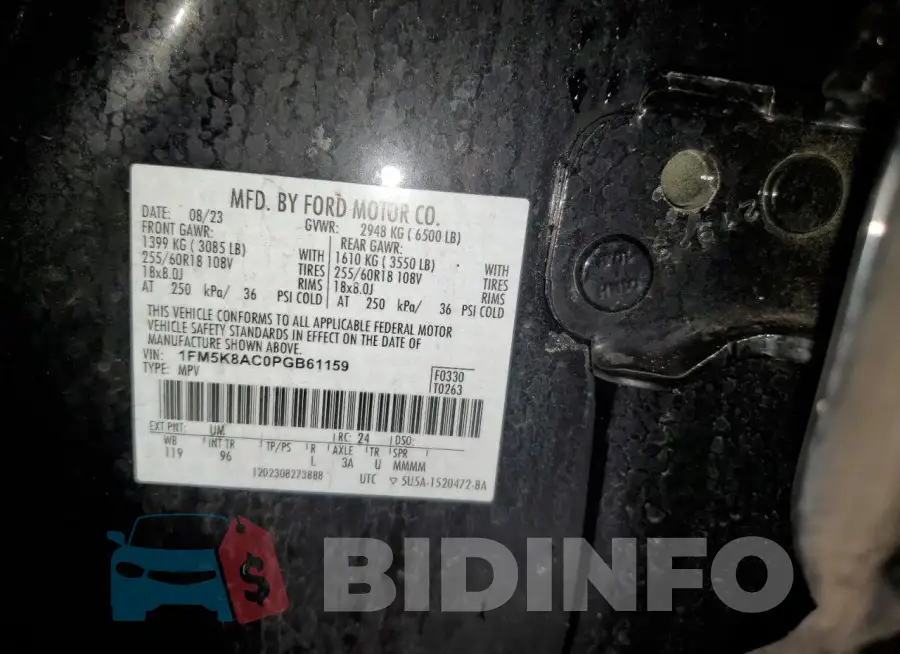 1FM5K8AC0PGB61159 Photo# 13