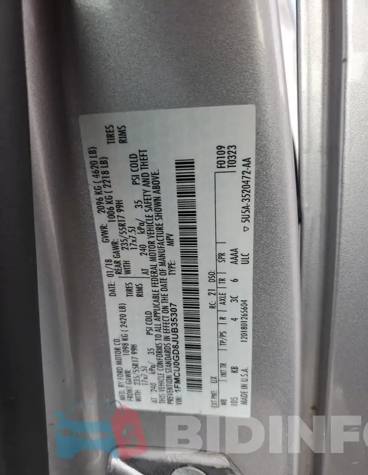 1FMCU0GD8JUB35307 Photo# 12
