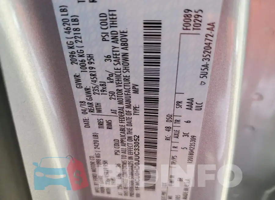 1FMCU0HD0JUC33052 Photo# 13
