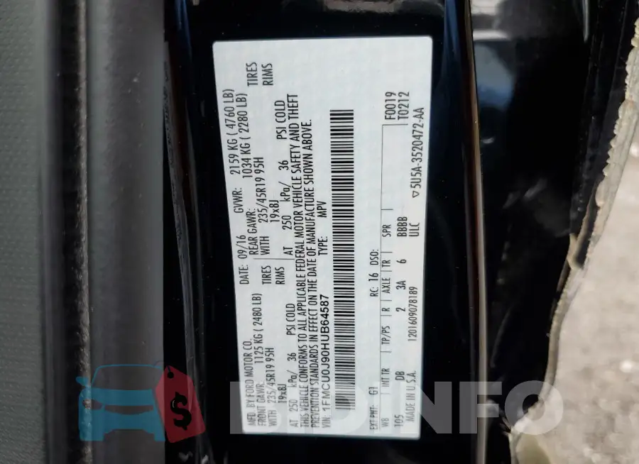 1FMCU0J90HUB64587 Photo# 13