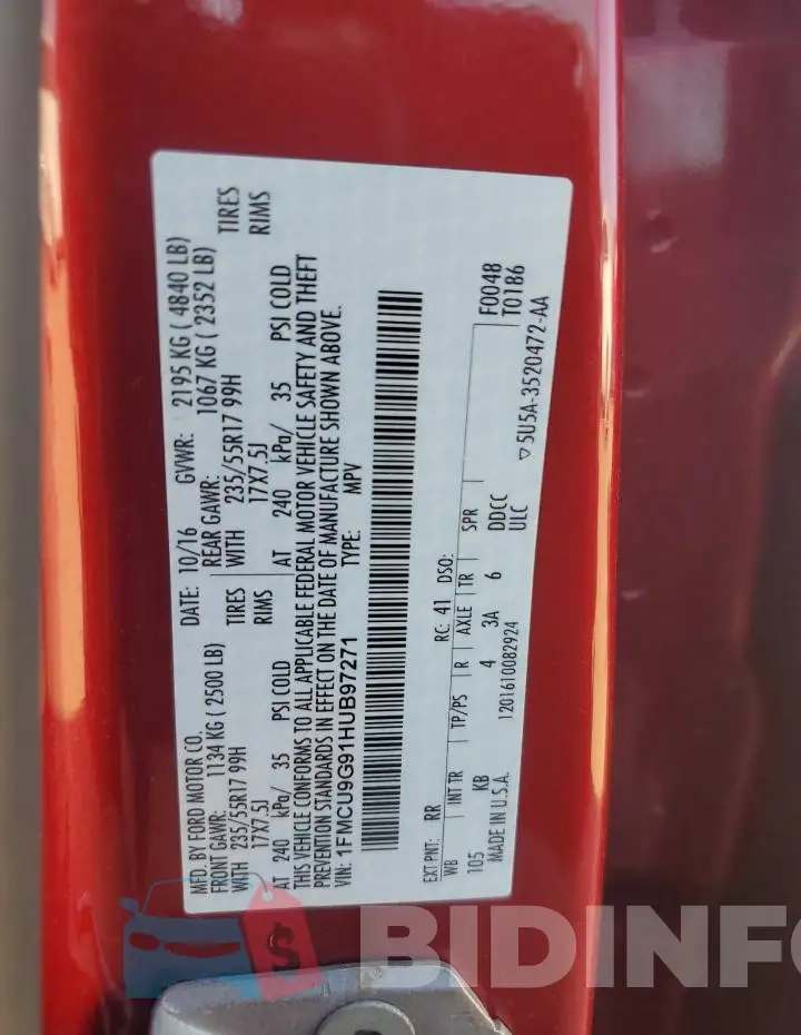 1FMCU9G91HUB97271 Photo# 13