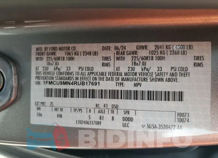 1FMCU9MN4RUB17691 Photo# 12