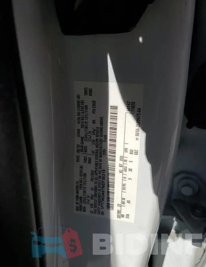 1FT7W2A67NEF36319 Photo# 13