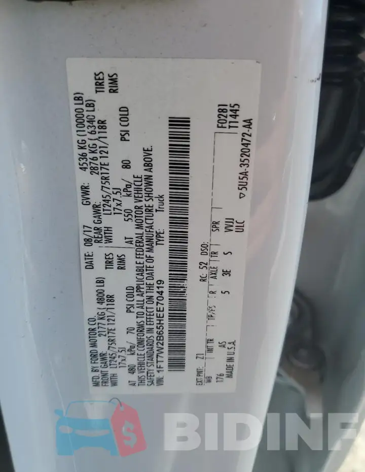 1FT7W2B65HEE70419 Photo# 12