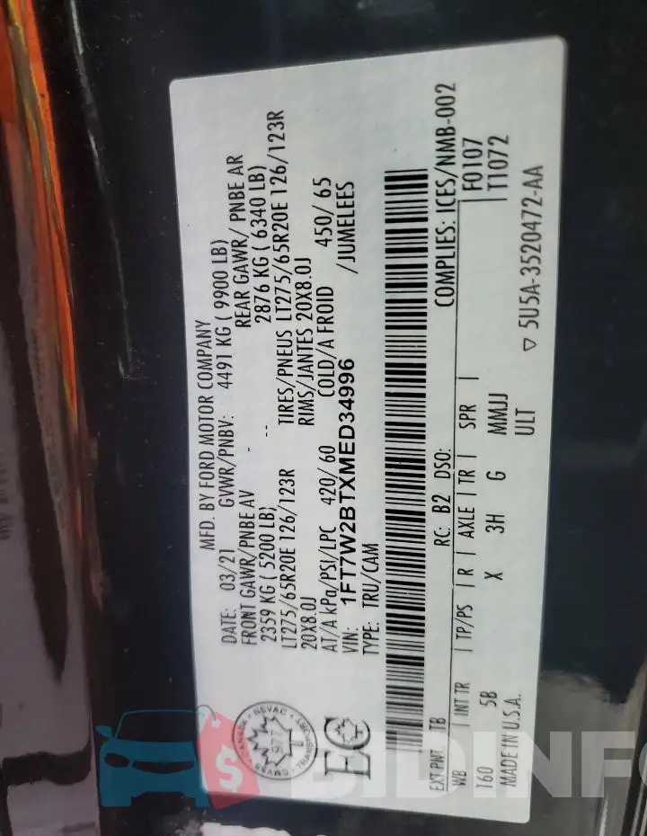 1FT7W2BTXMED34996 Photo# 12