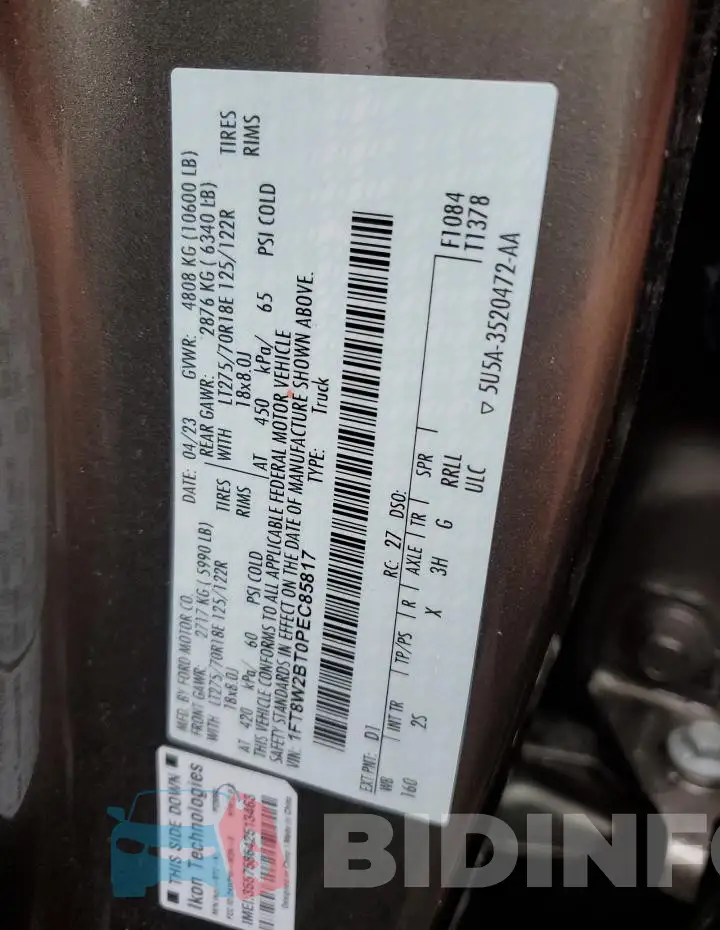 1FT8W2BT0PEC85817 Photo# 12