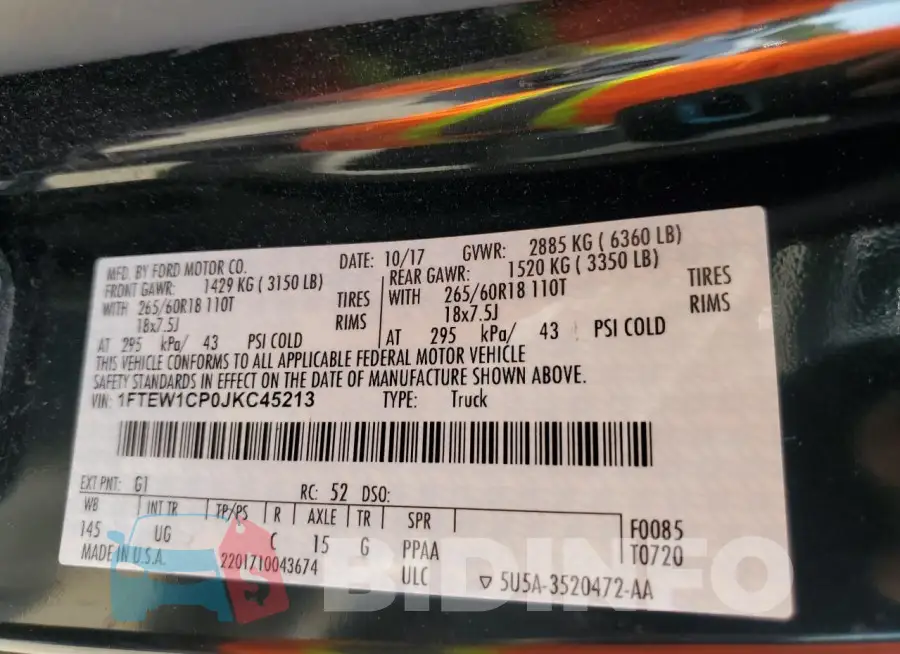 1FTEW1CP0JKC45213 Photo# 12