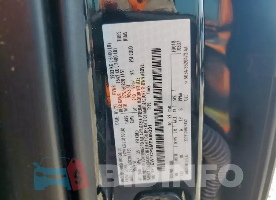 1FTEW1CP8MFA69301 Photo# 13