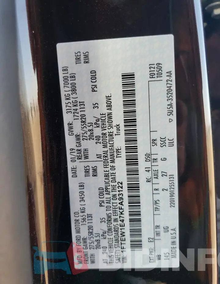1FTEW1E47KFA93122 Photo# 12