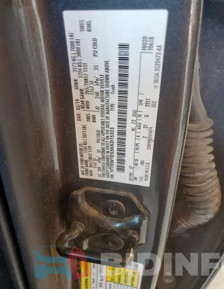 1FTEW1E53KKD15333 Photo# 13