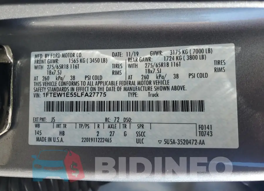1FTEW1E55LFA27775 Photo# 12