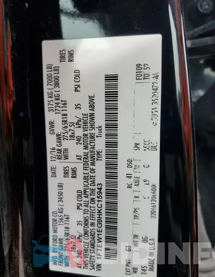1FTEW1EG9HKC15943 Photo# 12