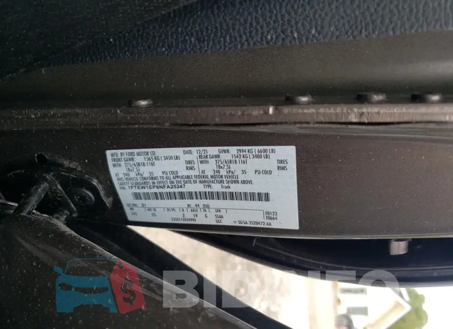 1FTEW1EP8NFA25247 Photo# 12