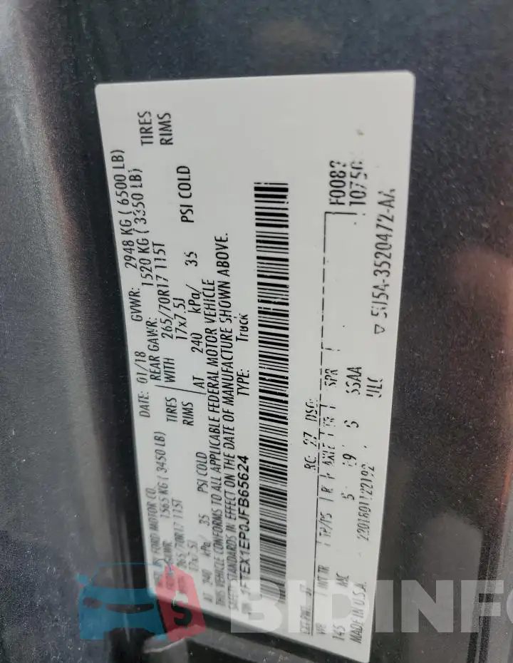 1FTEX1EP0JFB65624 Photo# 12