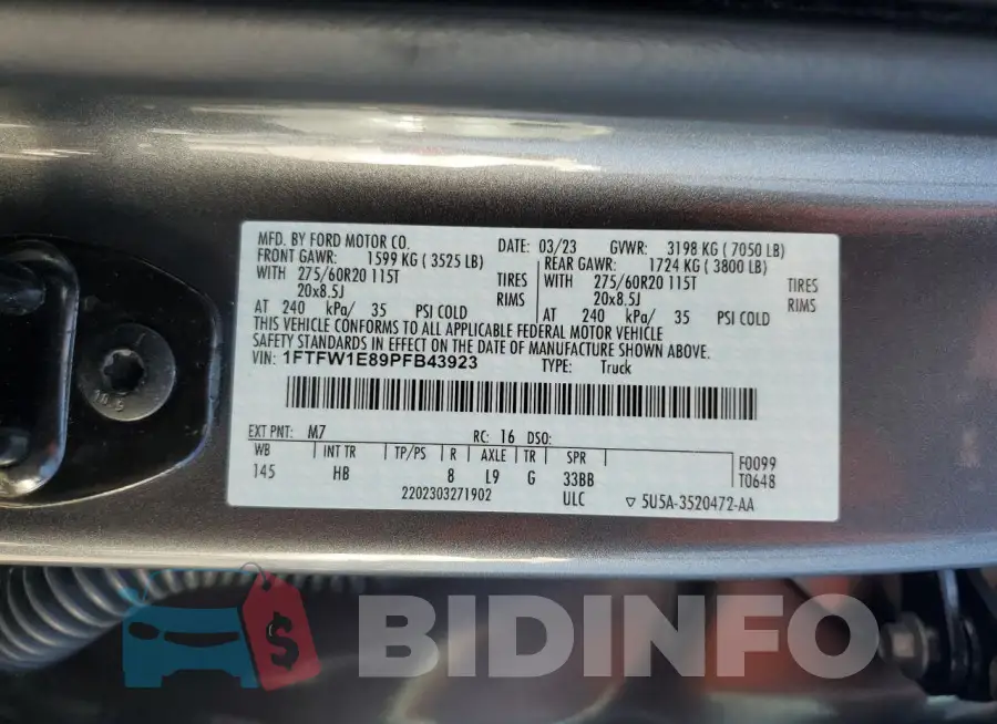 1FTFW1E89PFB43923 Photo# 12