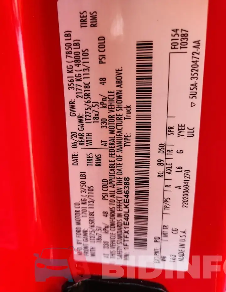 1FTFX1E40LKE46388 Photo# 12