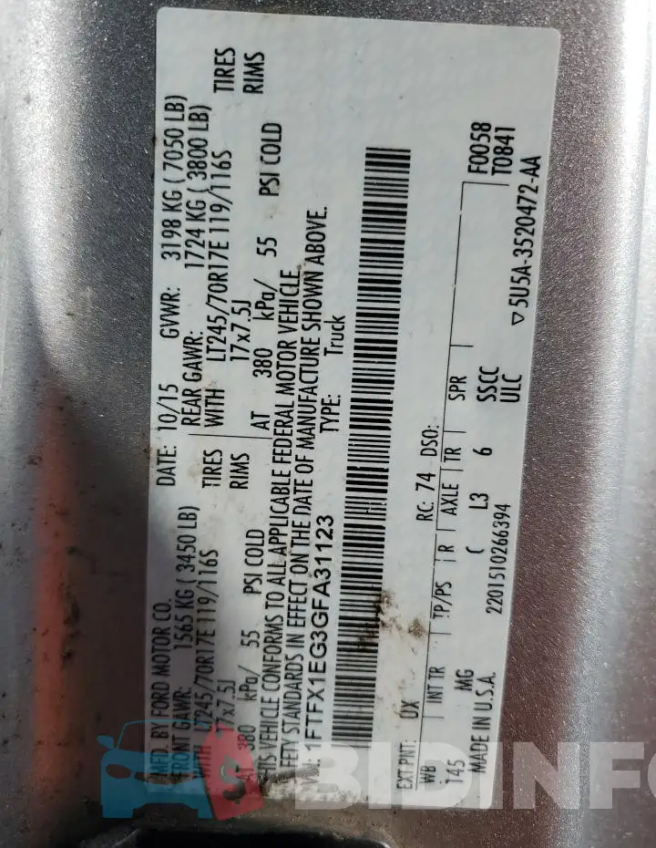 1FTFX1EG3GFA31123 Photo# 12