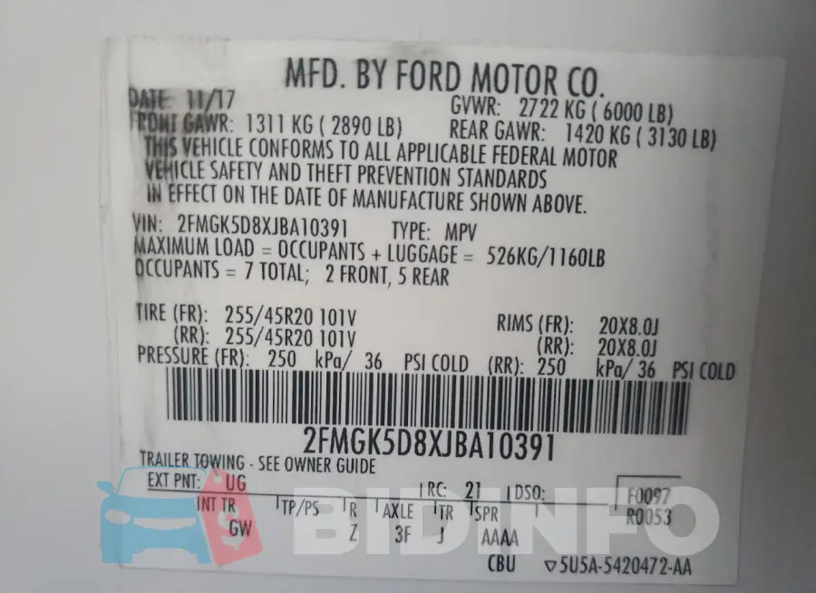 2FMGK5D8XJBA10391 Photo# 13